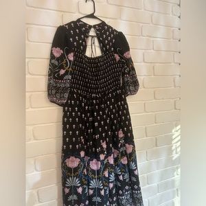 Anthropologie Black and Pink Floral Dress